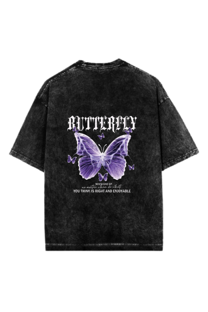 butterflies One Size t- shirt Washed Back 16