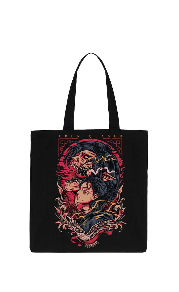 Anime Attack on titan shingeki no kyojin Aot Black tote bag 16