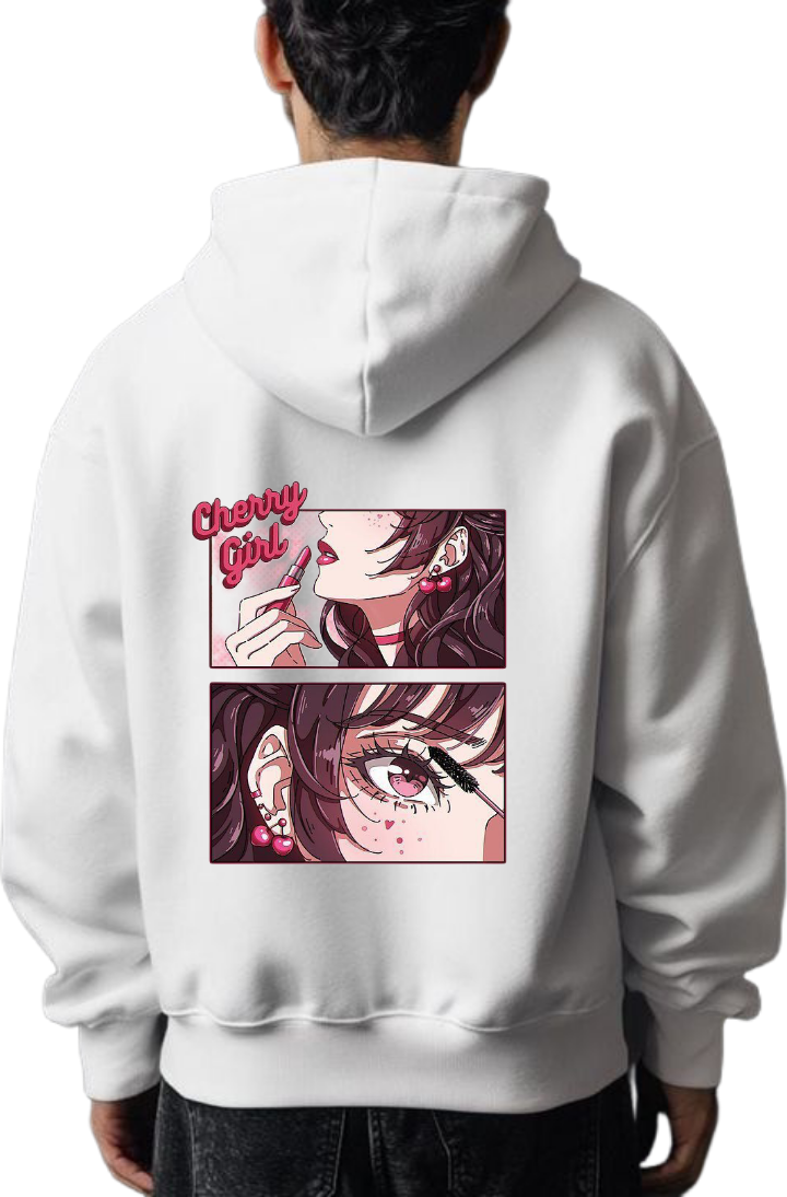 The Cherry Girl Makeup Story One Size hoodie White Back 16