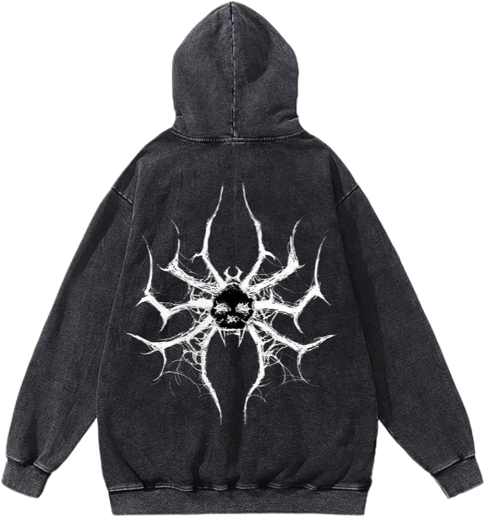 Goth Oversize Hoodie Washed gray Back 16