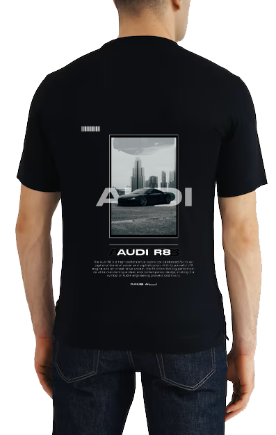 Audi R8 Car t- shirt One Size Black Back 14