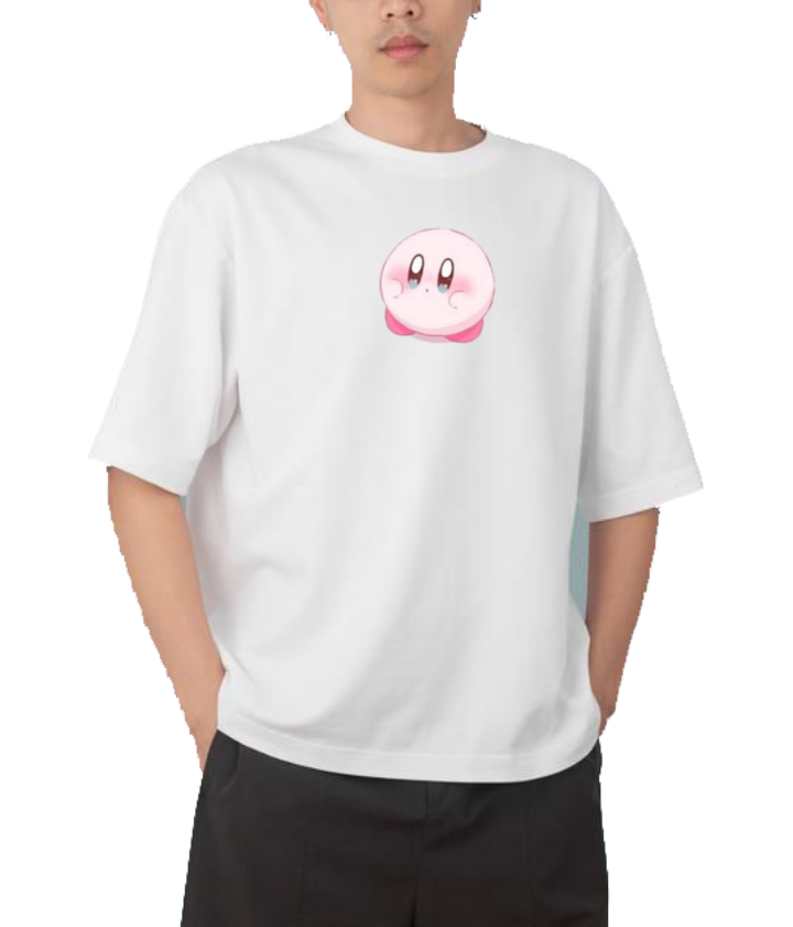 Cute White Kirby Anime Graphic T-Shirt, Kawaii Y2K Aesthetic Gaming Tee, Casual Oversized Short Sleeve Top 17