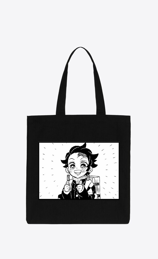 Anime Demon slayer nezuko tanjiro tote bag Black 17