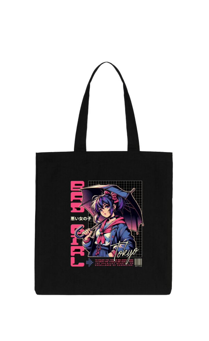 RANDOM ANIME GIRL tote bag Black 17