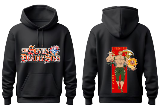 Anime Nanatsu no taizai seven deadly sins Oversize Hoodie Black Back 17