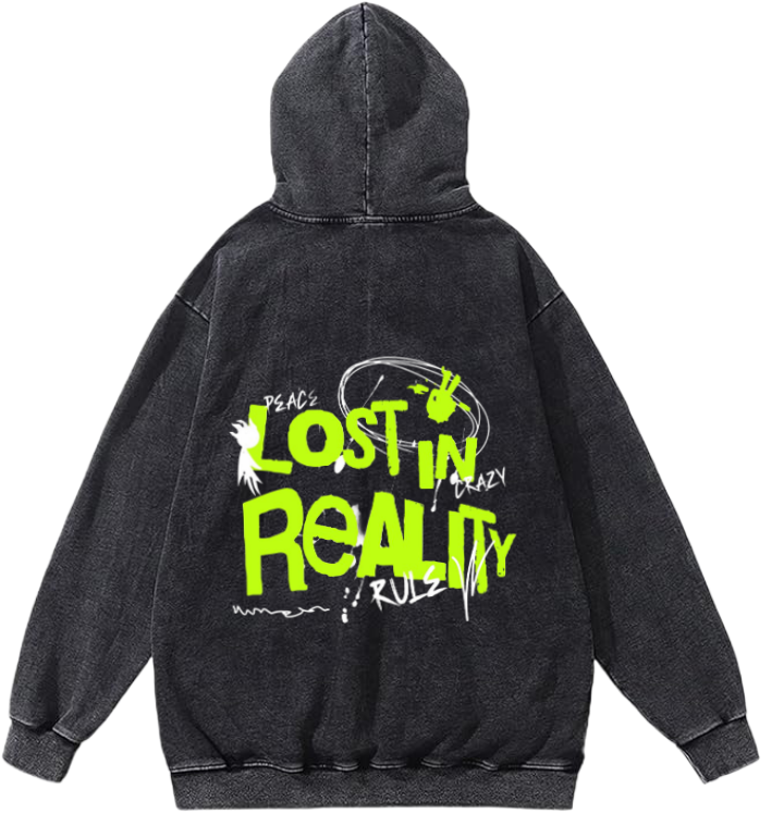 RAZY LOST IN REALITY Over Size hoodie Washed Back 76