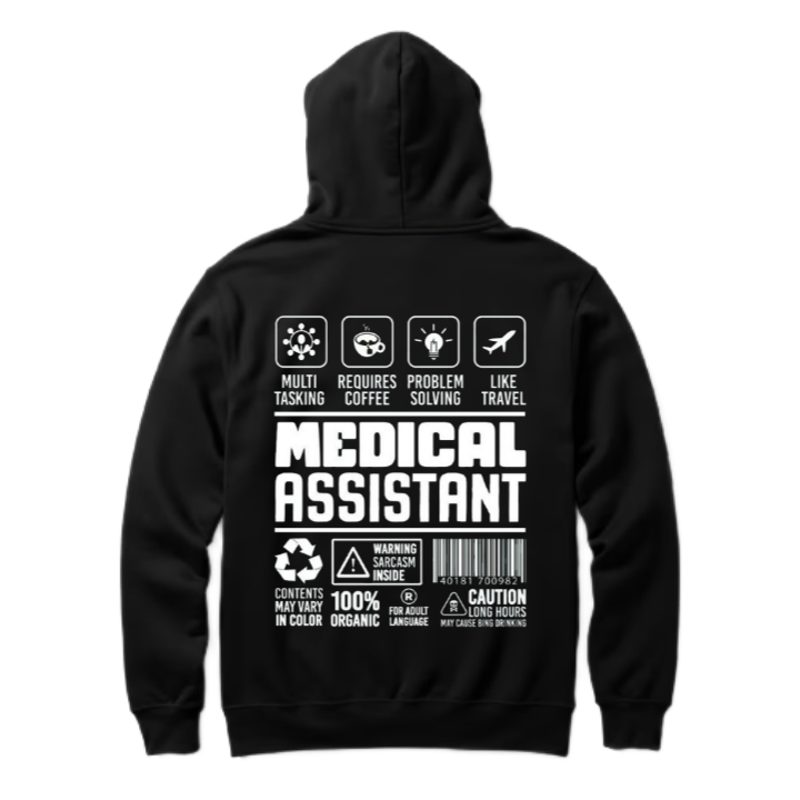 MEDICAL ASSISTANT Back text oversize hoodie back 17
