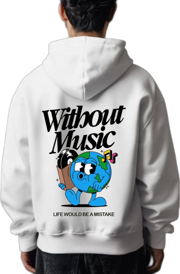 Without Music One Size hoodie White Back 17