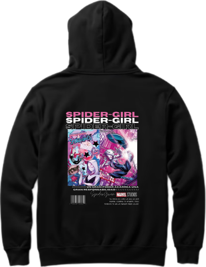Spiderman One Size hoodie Black Back 17