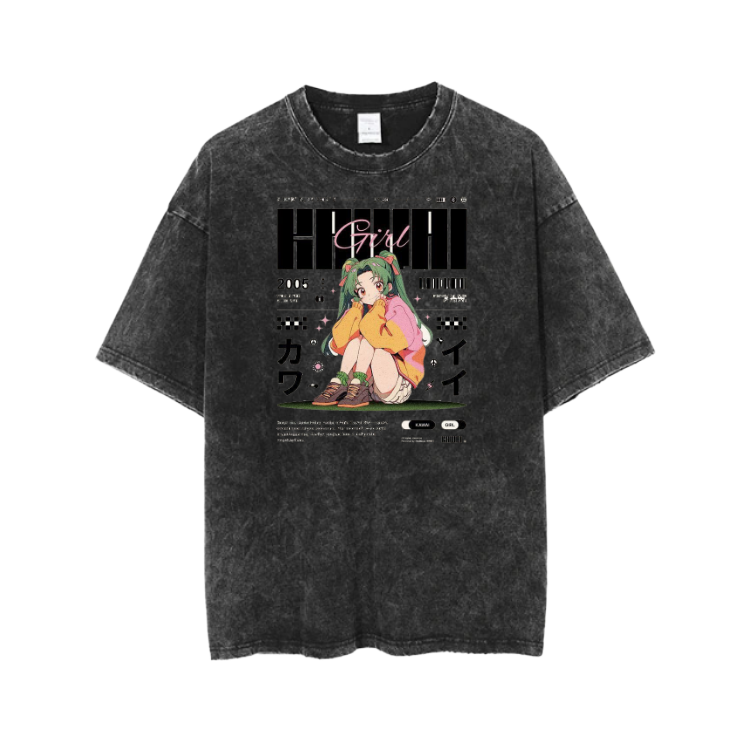 RANDOM ANIME GIRL t- shirt Washed 17