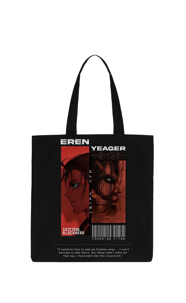 Anime Attack on titan shingeki no kyojin Aot Black tote bag 17