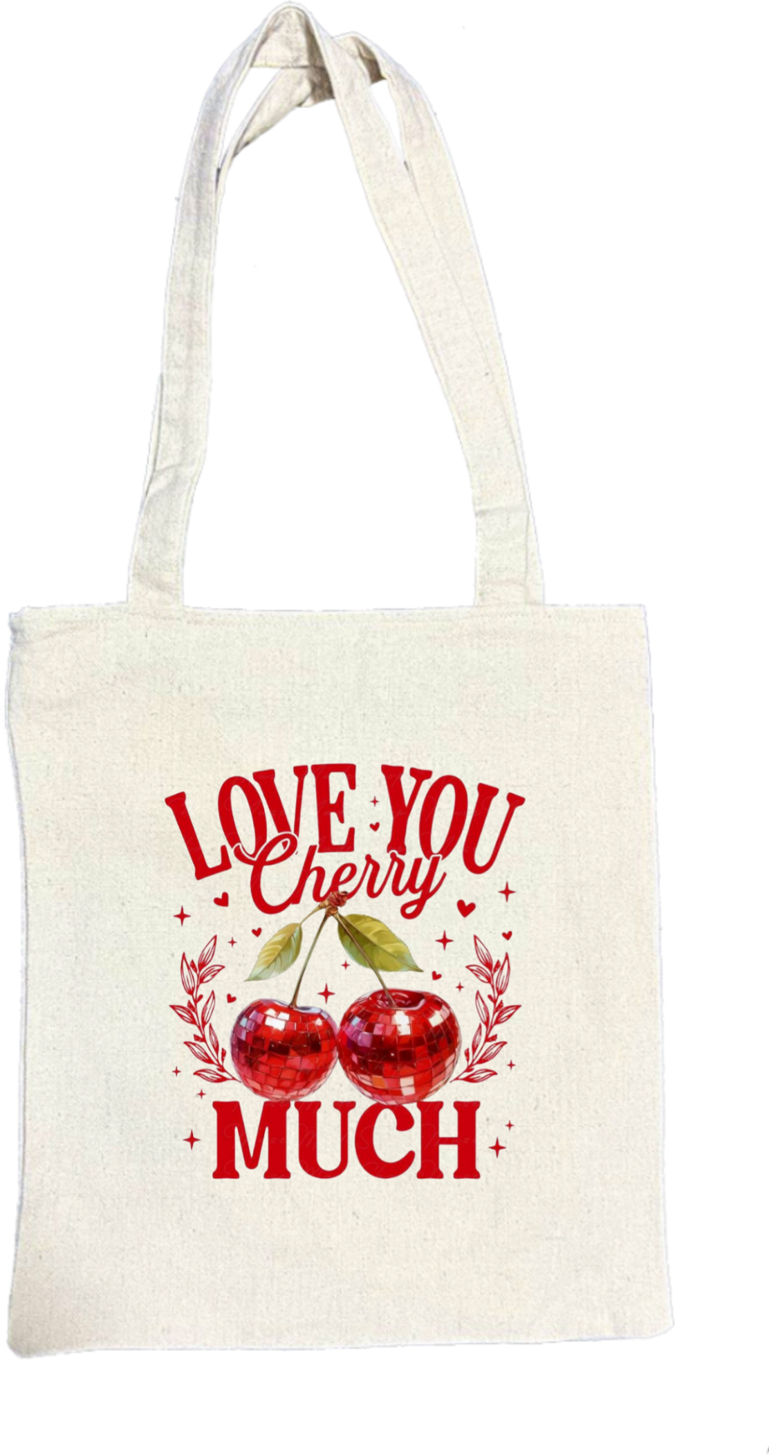 LOVE YOU Cherry tote bag beige 17