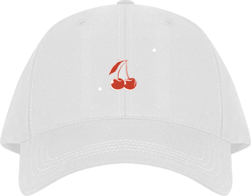 Baseball cap White Red cherries with small glitter around them 17