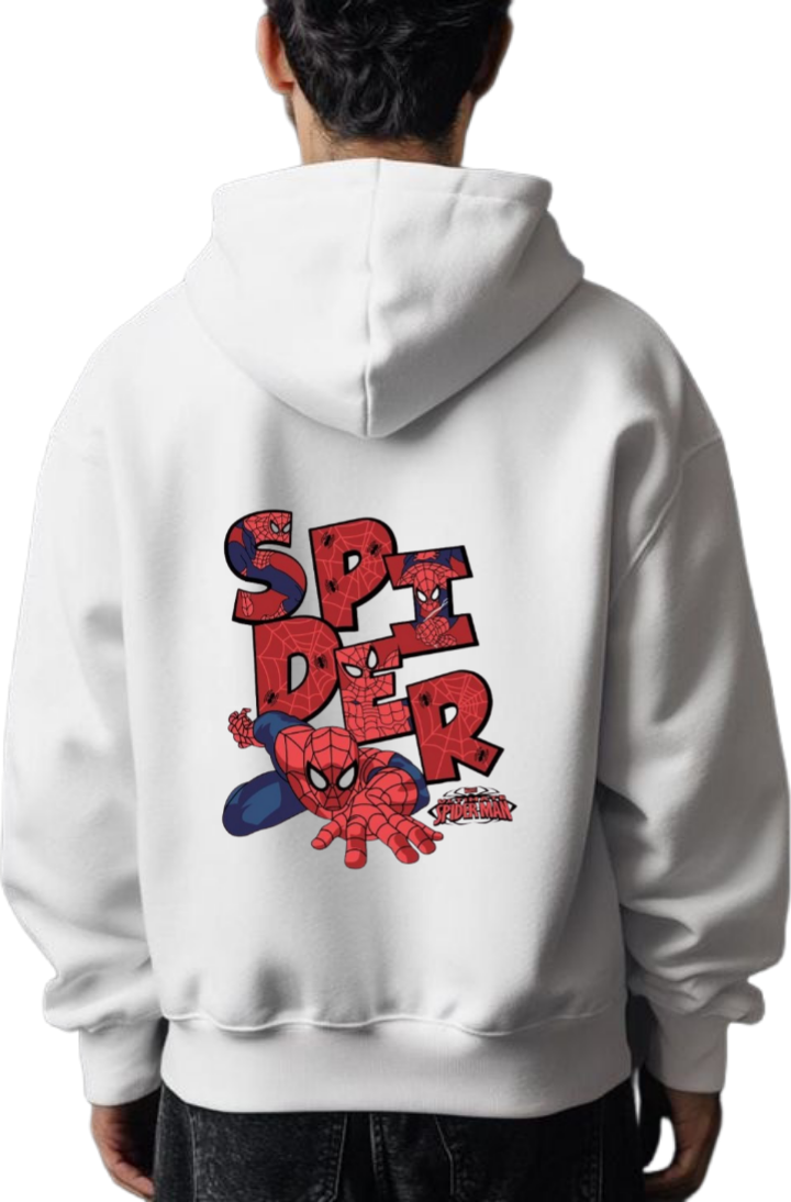 Spiderman One Size hoodie White Back 17