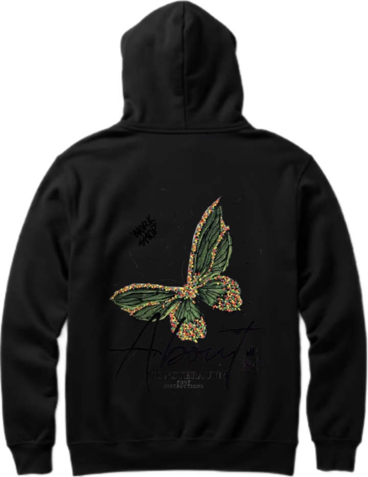 butterflies Oversize Hoodie Black Back 17