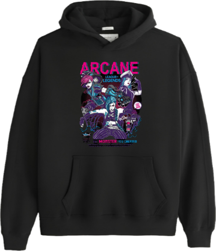 Arcane Over Size hoodie Black 1