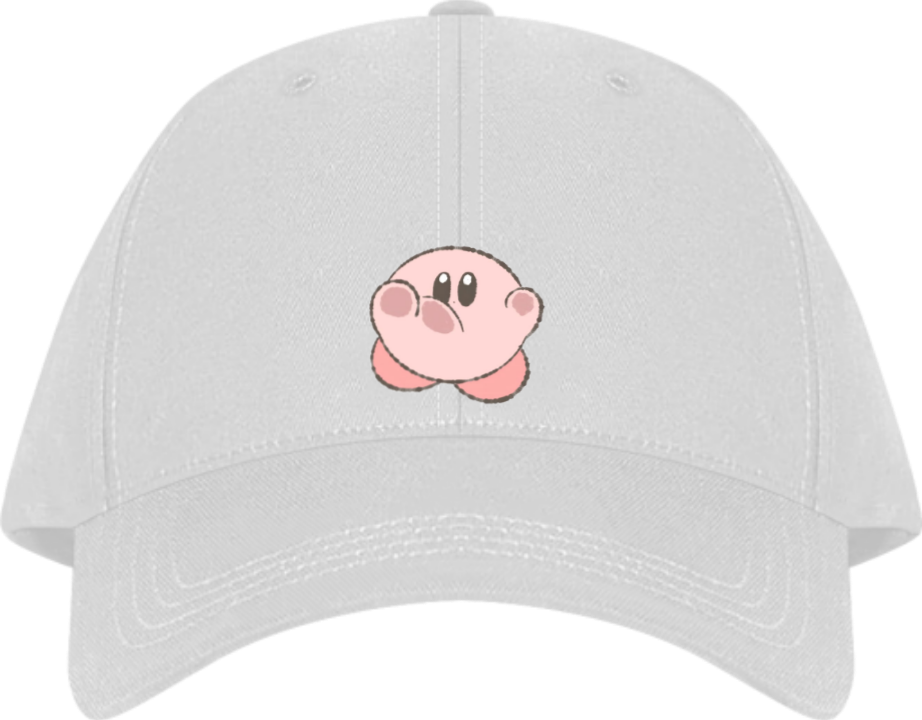 Cute Anime Kirby Baseball Cap, Kawaii Pink Character White Dad Hat, Adjustable Y2K Streetwear Sun Cap for Women and Men 17