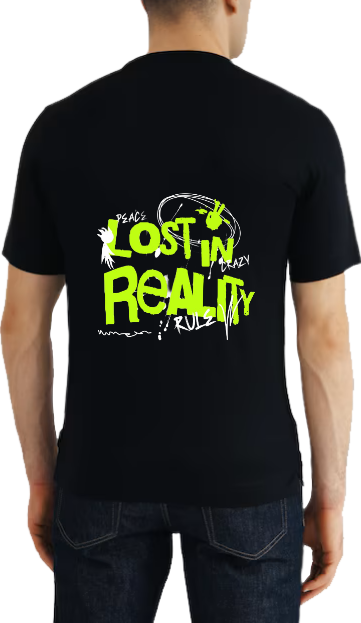 PEACE LOST IN REALITY t- shirt Over Size Black Back 73