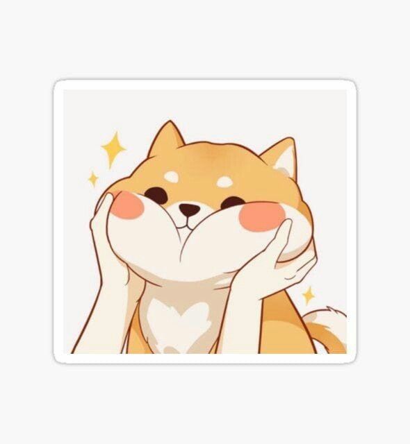 Cute Shiba Inu Cheeks Squish Anime Sticker - Kawaii Dog Aesthetic Vinyl Decal for Laptop, Water Bottle, Journal, and Phone Case, Dog Lover Gift