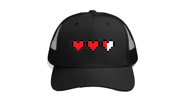 Baseball cap Black Hearts in a classic pixel style 226