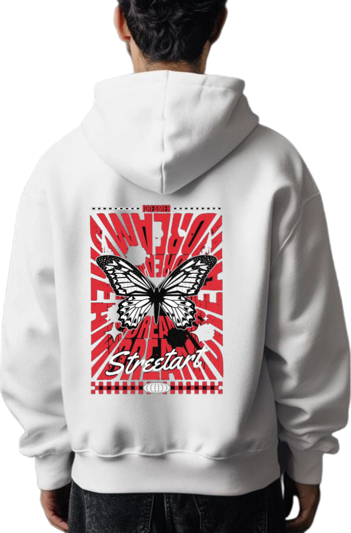 Streetart Over Size hoodie White Back 18