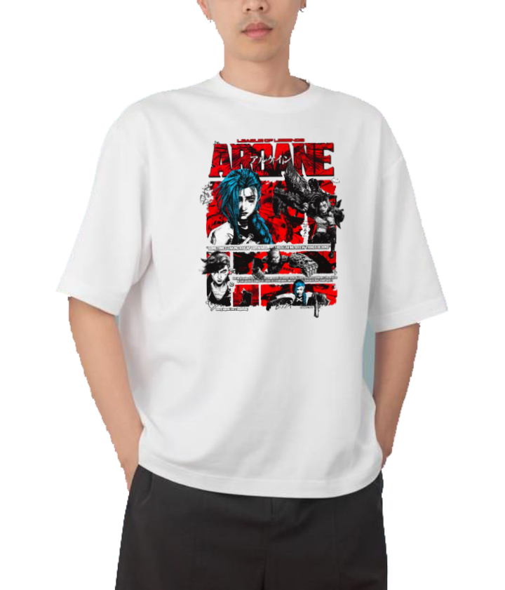 League of Legends Jinx) t- shirt Over Size White 2