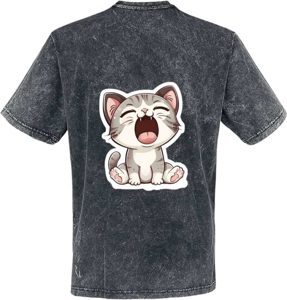 قطة كرتونية t- shirt One Size Washed Back 18