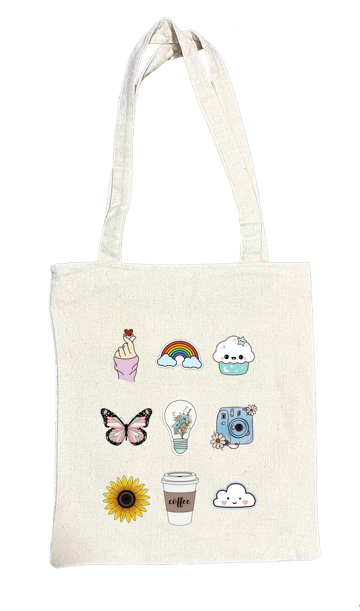 Korean Finger Heart tote bag beige