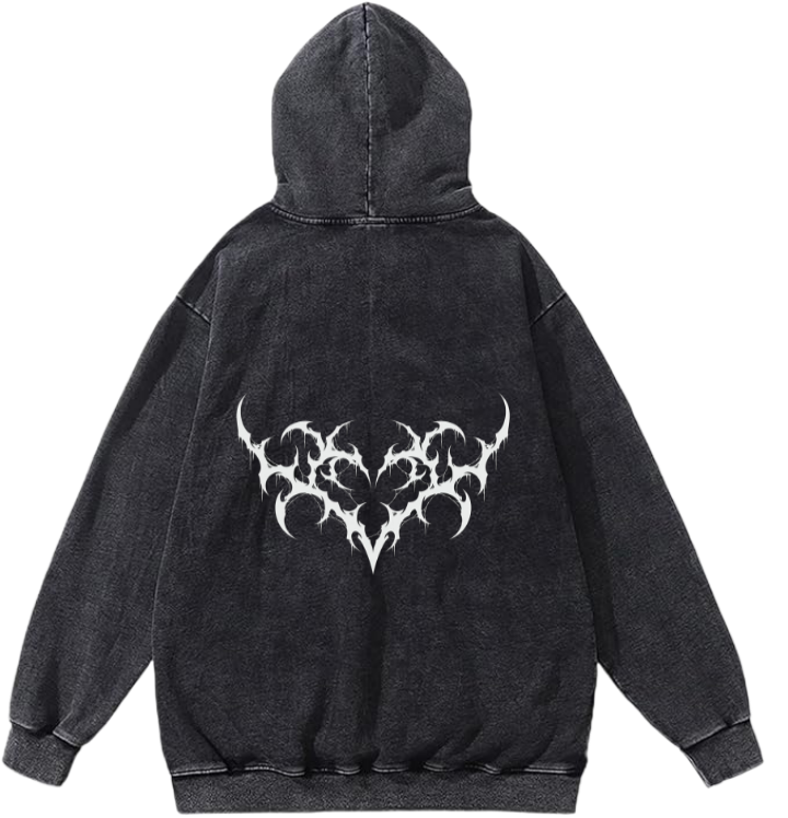 Goth Oversize Hoodie Washed gray Back 18