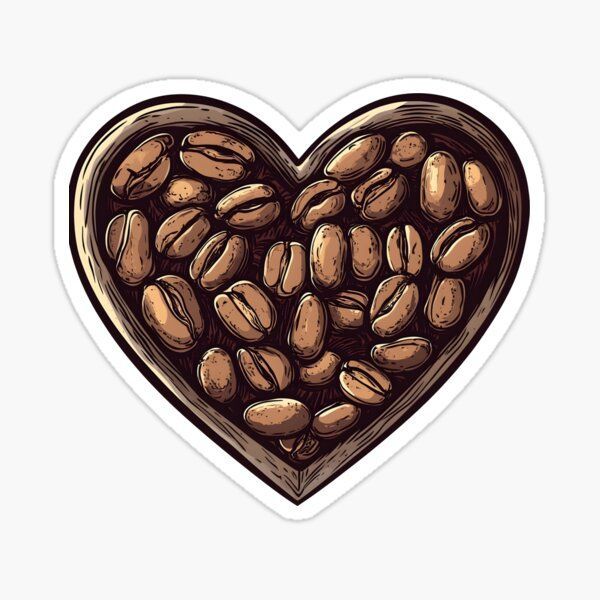 Sticker coffee إطار القلب الخشبي 18