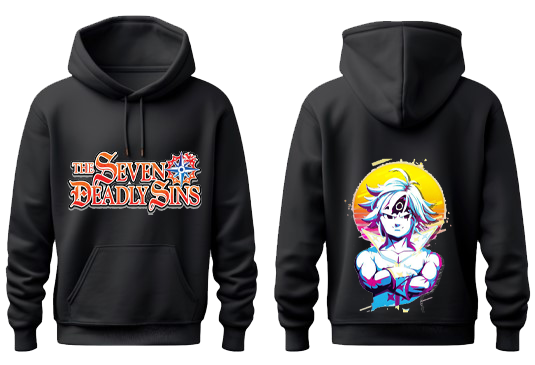 Anime Nanatsu no taizai seven deadly sins Oversize Hoodie Black Back 18