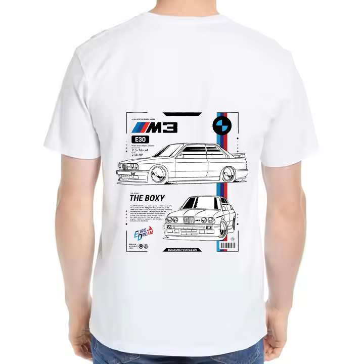 جيل E30 BMW M3 Car t- shirt One Size White Back 18