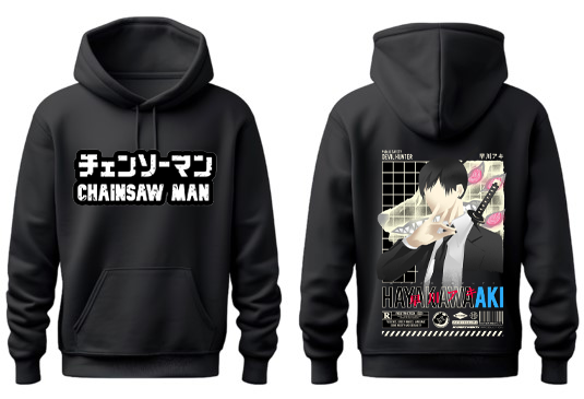 Chainsaw Man One Size hoodie Black Back 18