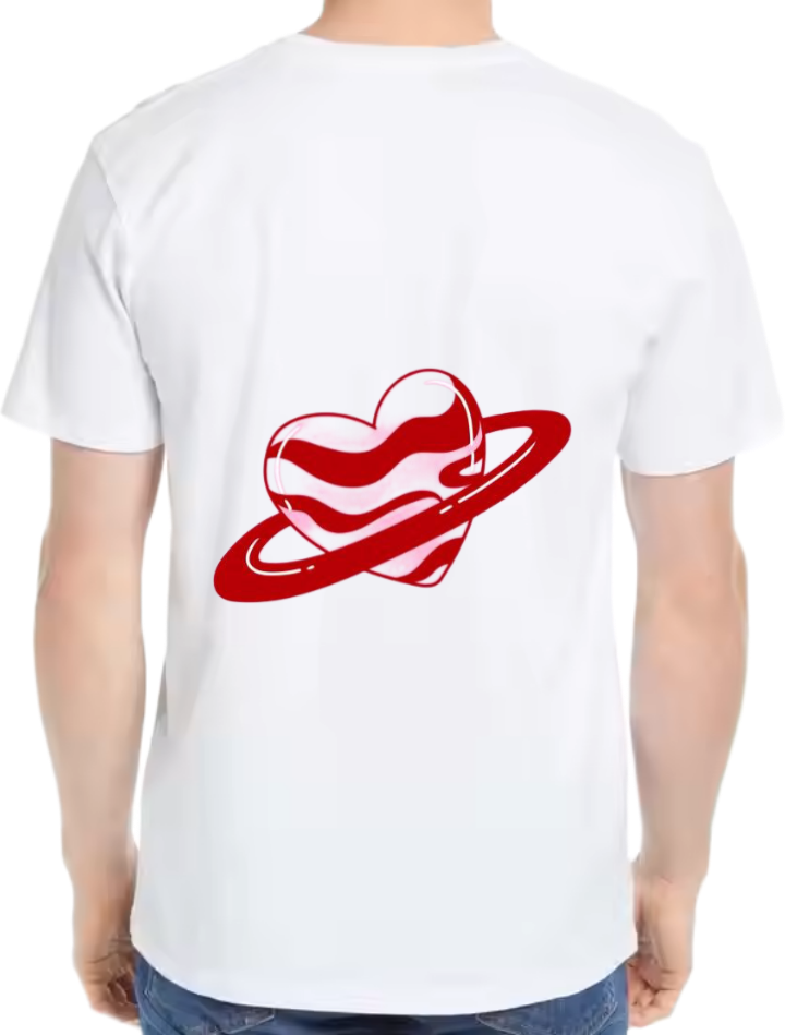 Red heart t- shirt One Size White back 18
