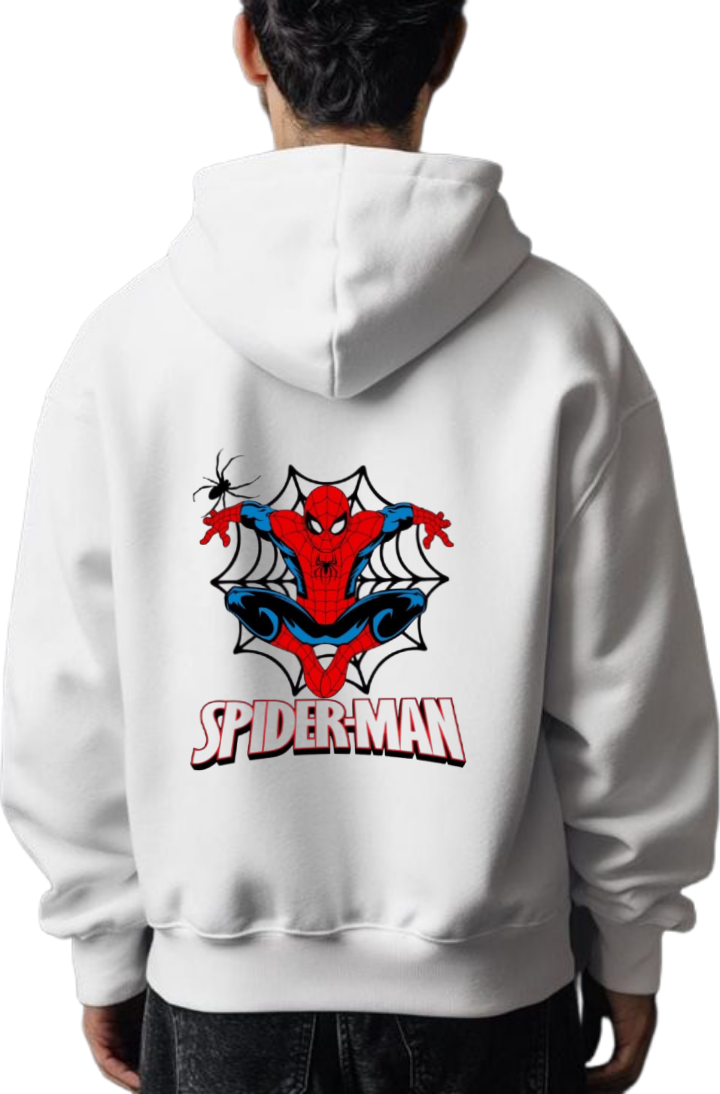 Spiderman One Size hoodie White Back 18