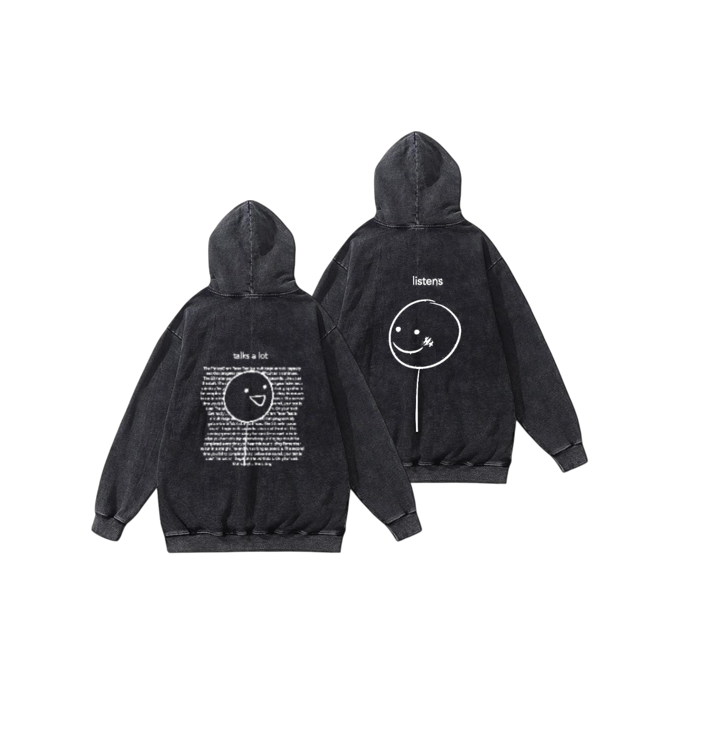 VaIentine coupIe Oversize Hoodie Washed gray Cables Back 18