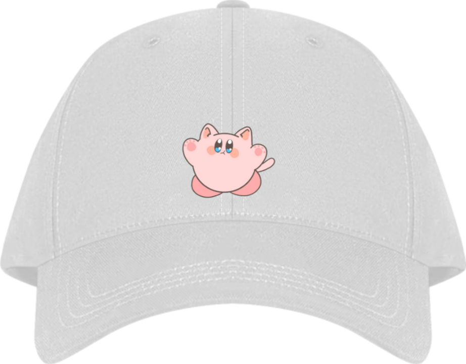 Cute Anime Kirby Baseball Cap, Kawaii Pink Character White Dad Hat, Adjustable Y2K Streetwear Sun Cap for Women and Men 19