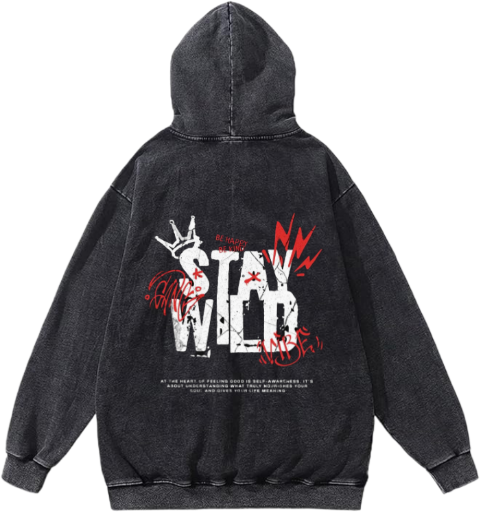 Stay Wild Over Size hoodie Washed Back 97