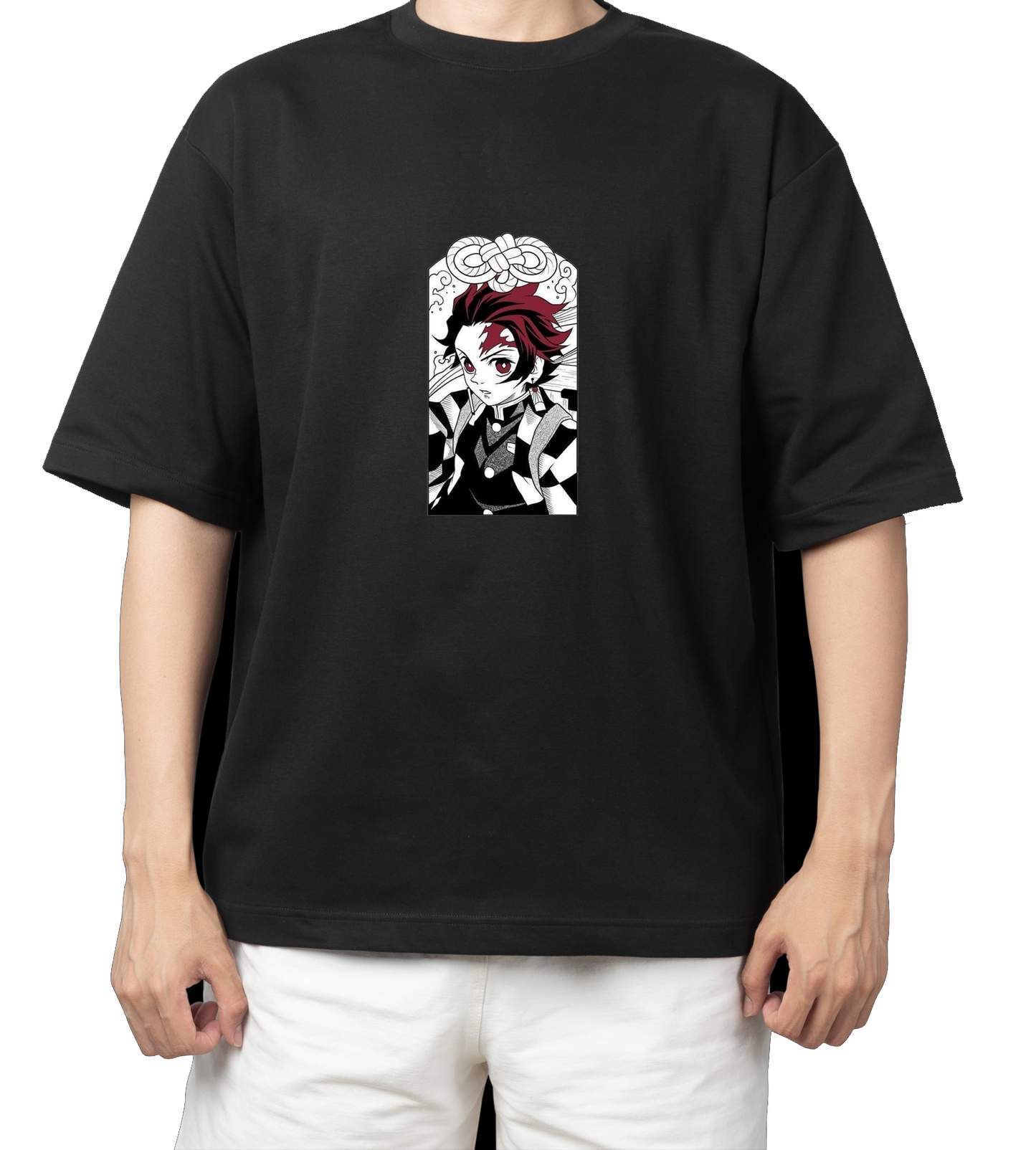 Anime Demon slayer nezuko tanjiro t- shirt Oversize Black 19