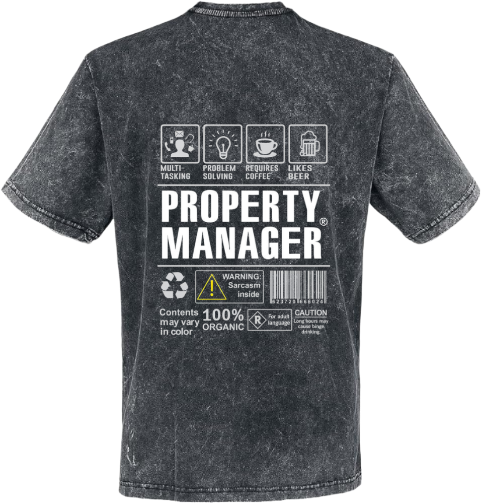 PROPERTY MANAGER Back text One Size t- shirt Washed Back 98