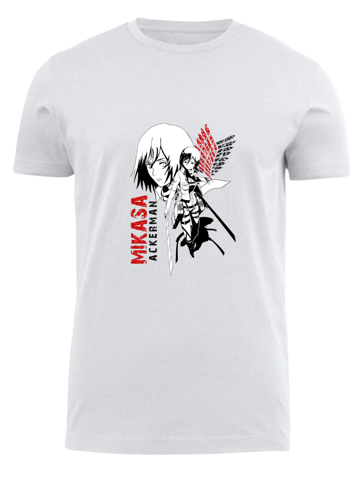 Anime Attack on titan shingeki no kyojin eren levi mikasa Aot white fit t- shirt 19