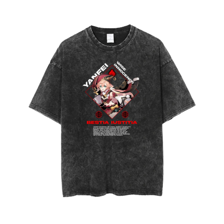 Genshin Impact Yanfei t- shirt Over Size Washed 19