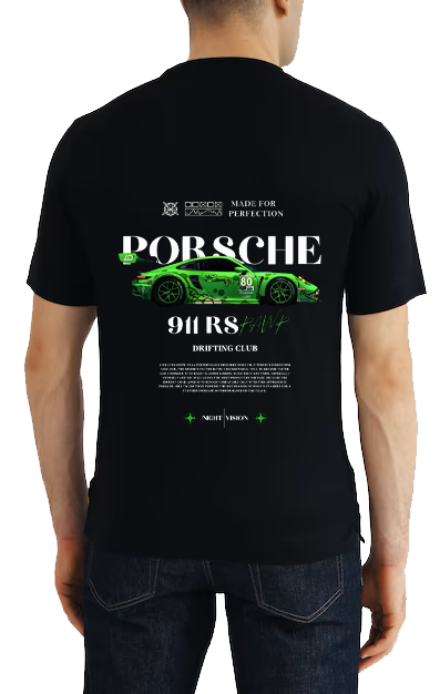 Porsche 911 RS RAWR Car t- shirt One Size Black Back 17