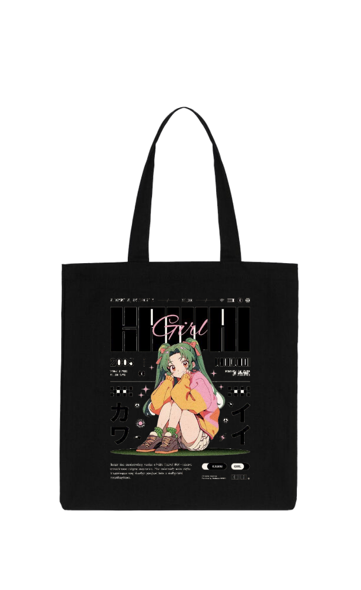 RANDOM ANIME GIRL tote bag Black 19