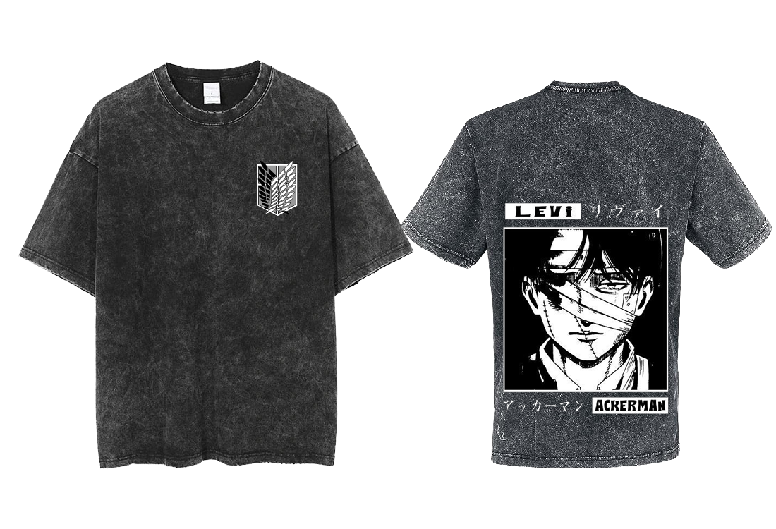 Anime Attack on titan shingeki no kyojin eren levi mikasa Aot Oversize t- shirt Washd acid back 19