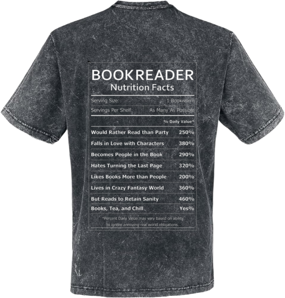 BOOKREADER Back text One Size t- shirt Washed Back 81