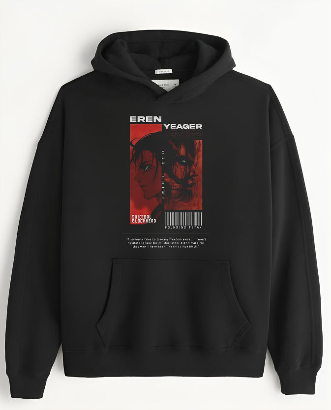 Anime Attack on titan shingeki no kyojin eren levi mikasa Aot black Oversize HOODIE 19