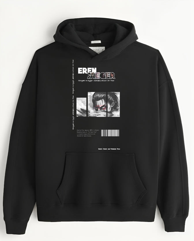 Anime Attack on titan shingeki no kyojin eren levi mikasa Aot black Oversize HOODIE 23