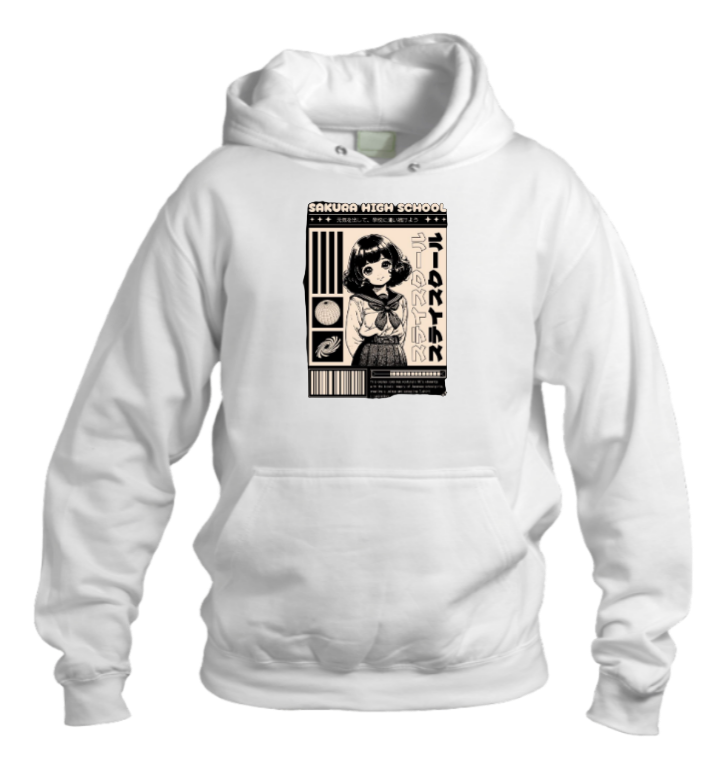 RANDOM ANIME GIRL Oversize Hoodie White 1