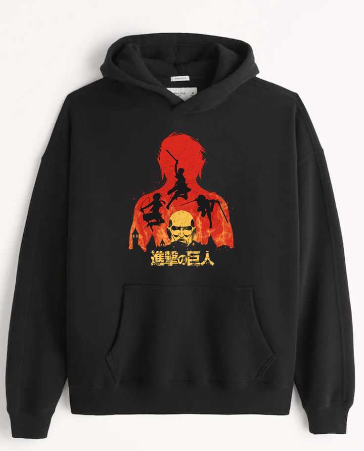 Anime Attack on titan shingeki no kyojin eren levi mikasa Aot black Oversize HOODIE 26